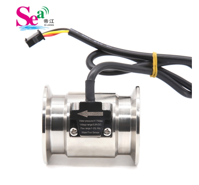ZJKJ-DN32 Dijiang Quick Connect Stainless Steel Water Flow Sensor, Large Diameter Flow Meter for Beer Dispensers, Beverage Machines & Farmland Irrigation